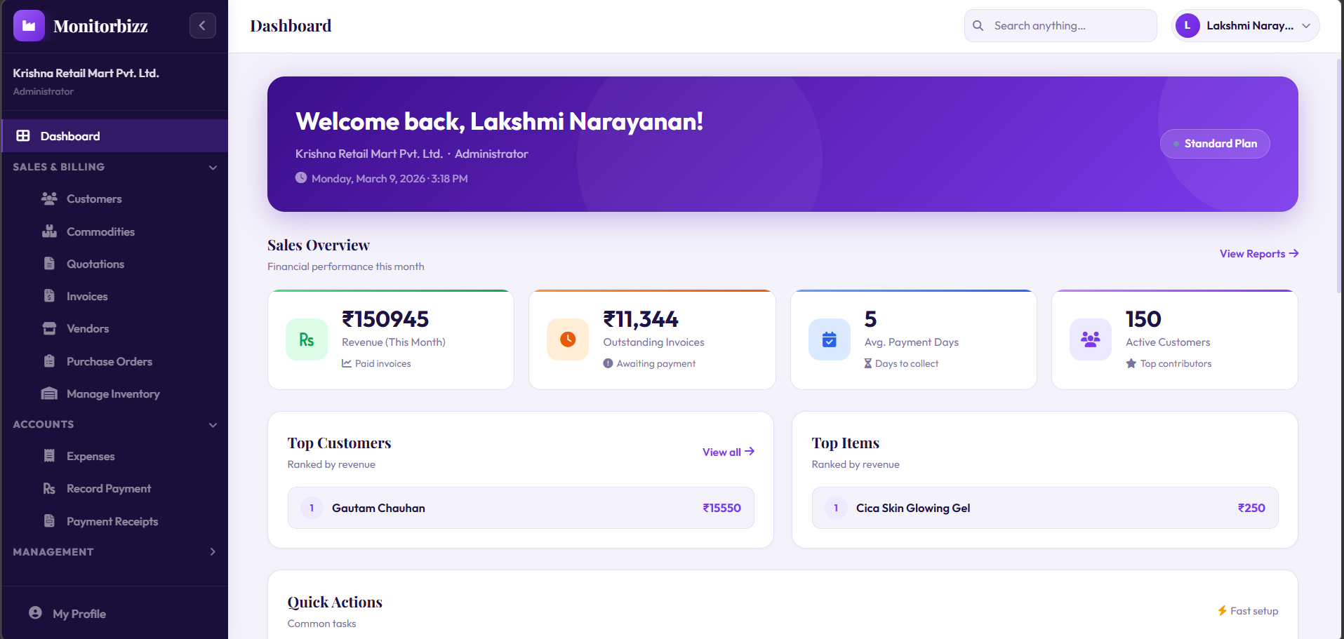 Monitorbizz Dashboard